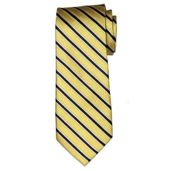 Nautica Silk Tie Yellow Navy Blue Repp Stripe Pattern Men's - Picture 1 of 1